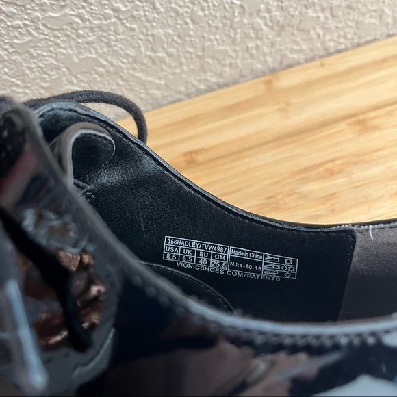 VIONIC HADLEY OXFORD Black Patent Shiny Dress Shoes Wingtip ORTHAHEEL - Picture 6 of 14